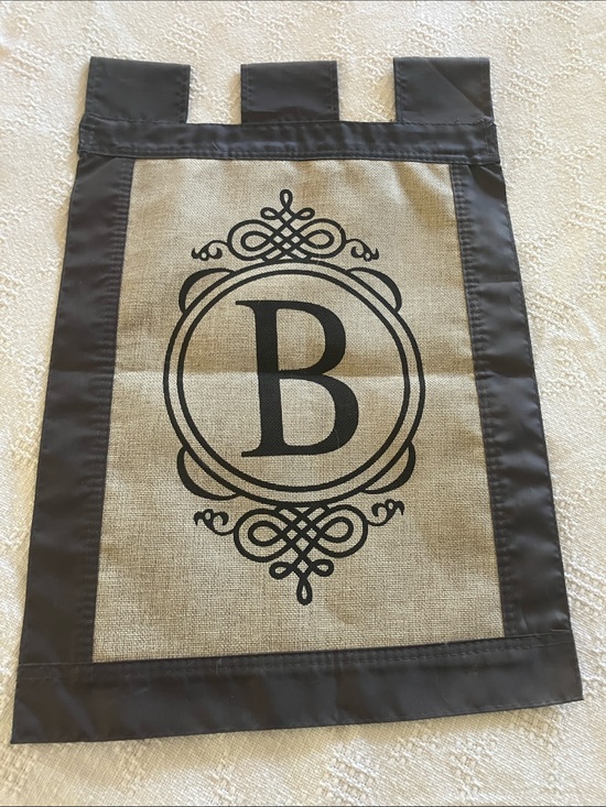 Other - Monogram B Tab-Top Burlap Accent Flag in Brown